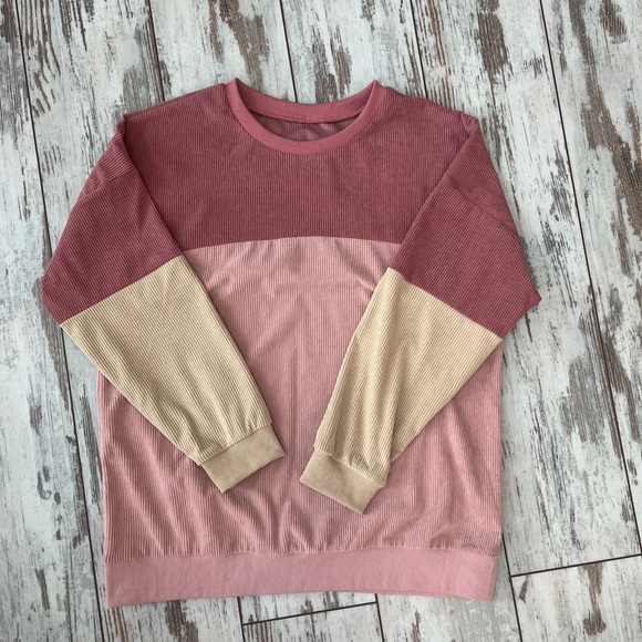 Color Block Ribbed Oversized Corduroy-Feel Pullover - Small - Picture 7 of 16